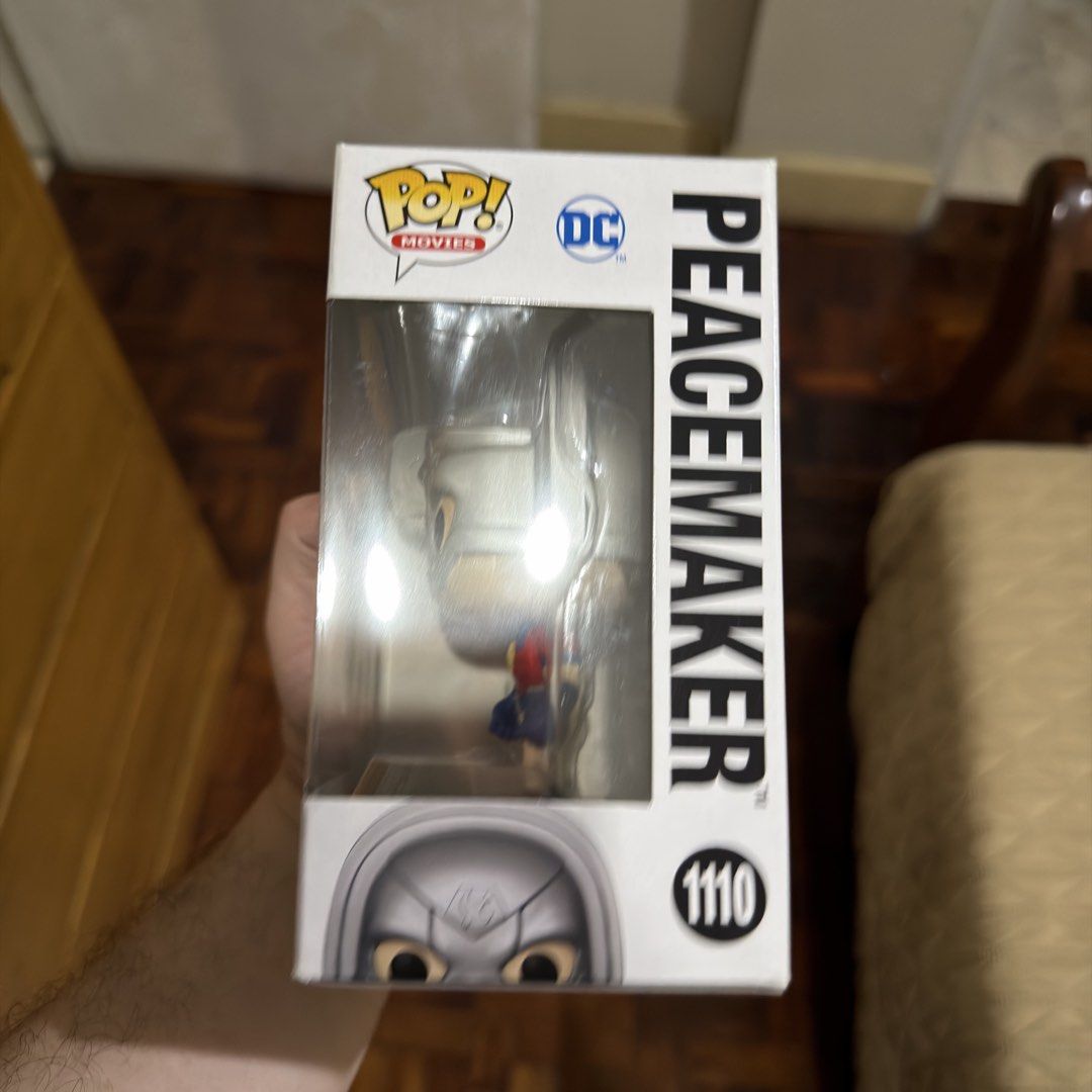 The Suicide Squad Peacemaker Funko Pop (Category: Figurines & Statues) located in Pasig City. Submitted by kingclutter (Listing ID 1461738037, Image 2). Description: With soft protector. Box conditions in the pics..
