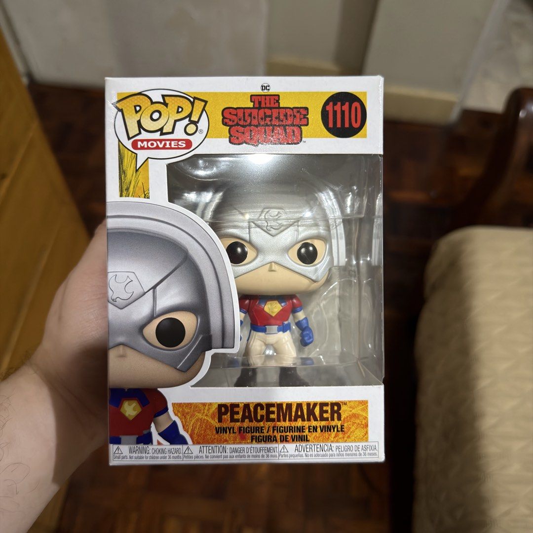 The Suicide Squad Peacemaker Funko Pop (Category: Figurines & Statues) located in Pasig City. Submitted by kingclutter (Listing ID 1461738037, Image 1). Description: With soft protector. Box conditions in the pics..