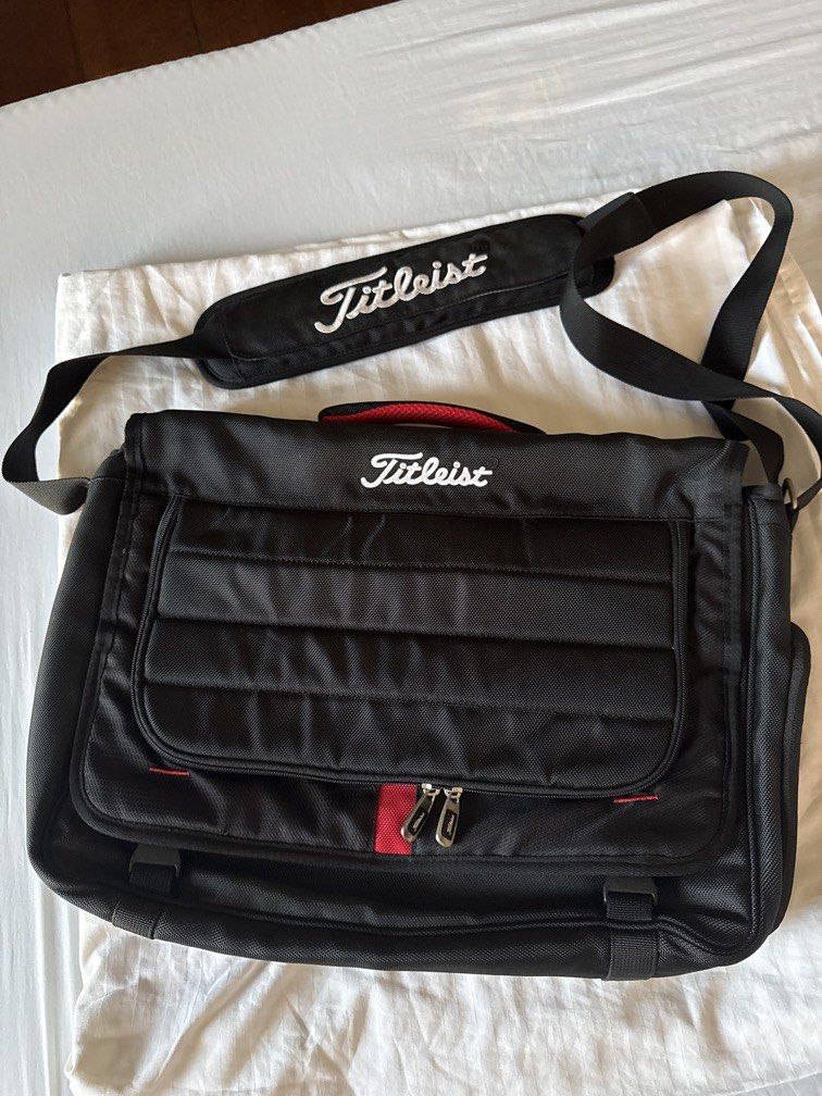 Titleist laptop messenger bag (authentic) (Category: Luggage) located in Muntinlupa City. Submitted by itsprelovednow (Listing ID 1461796031, Image 1). Description: Authentic Titleist laptop bag. 19 inches width x 12 inches height. Brand new w/o tag. Never used. In pristine condition. Ideal for everyday or travel since it has many compartments. .