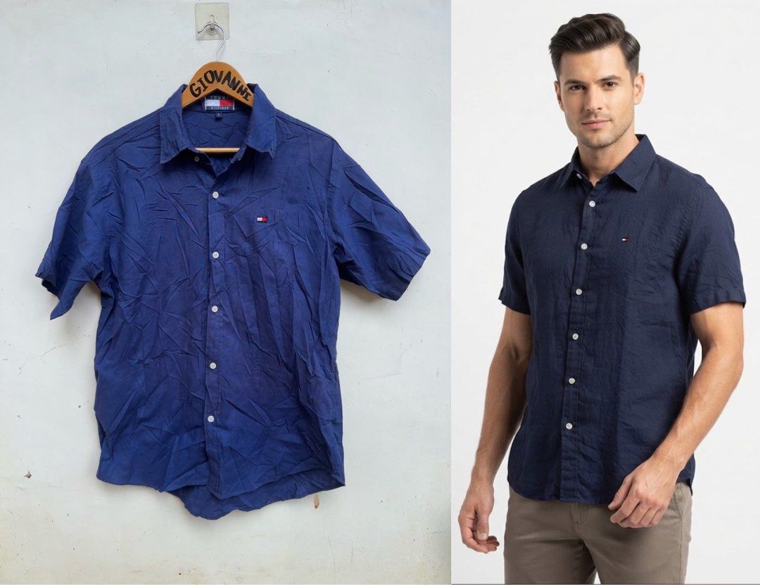 Tommy Hilfiger Navy Blue Short Sleeve Button-up (Category: Tshirts & Polo Shirts ) located in Ozamiz City. Submitted by quick_done_deals (Listing ID 1461747835, Image 1). Description: 🛒 ** Tommy Hilfiger Navy Blue Short Sleeve Button-up ** 💙 💯 Excellent Condition 📐 Dimes: L Front 29 Back 30 x W22 (M) 🔍 Issue: None 🎨 Color Rate: 9.5 / 10.