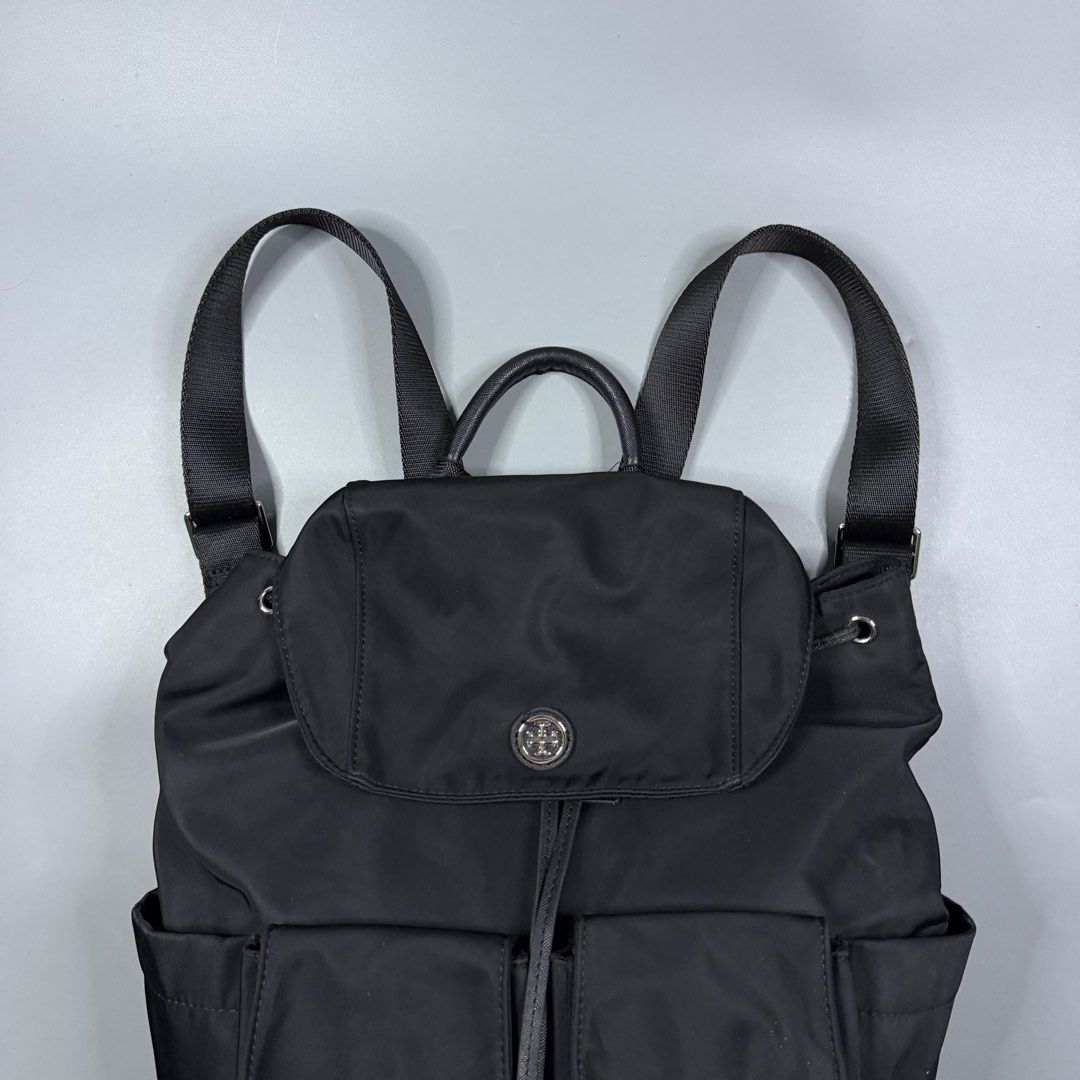 Tory Burch - Nylon Flap Backpack Black (Category: Backpacks) located in Paranaque City. Submitted by millennial_goodz (Listing ID 1461764149, Image 2). Description: WTS Tory Burch - Nylon Flap Backpack Black One Size Excellent condition Authentic DM.