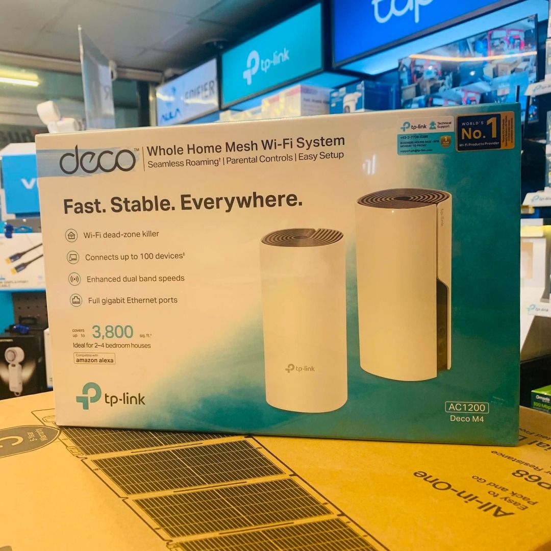 TP-Link Deco M4 AC1200 Whole Home Mesh WiFi System 2PACK (Category: Networking) located in Makati City. Submitted by gogadgetsmakati (Listing ID 1461599755, Image 1). Description: .
