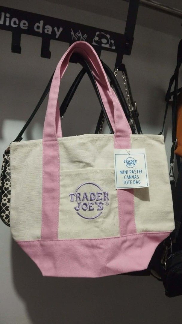 Trader Joe's Mini Pastel Canvas Tote Bag (Category: Tote Bags) located in Manila. Submitted by melvino.03 (Listing ID 1461608000, Image 1). Description: Trader Joe's pastel canvas design with pink accents .