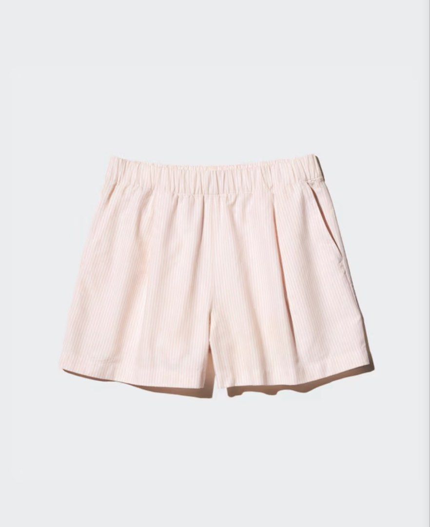 Uniqlo Pink Striped Shorts (Category: Shorts) located in Quezon City. Submitted by urfavecloset (Listing ID 1461675112, Image 1). Description: - baby pink striped shorts - adjustable - breathable - no flaws; perfect condition.