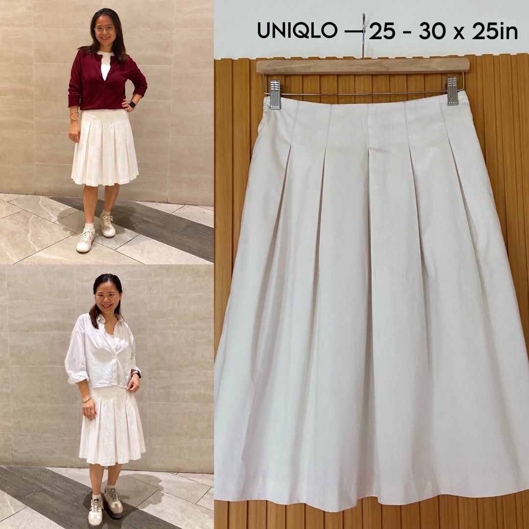 UNIQLO Pleated White Skirt (Category: Skirts) located in Magalang. Submitted by justineyan (Listing ID 1461644715, Image 1). Description: — can pass bnew.