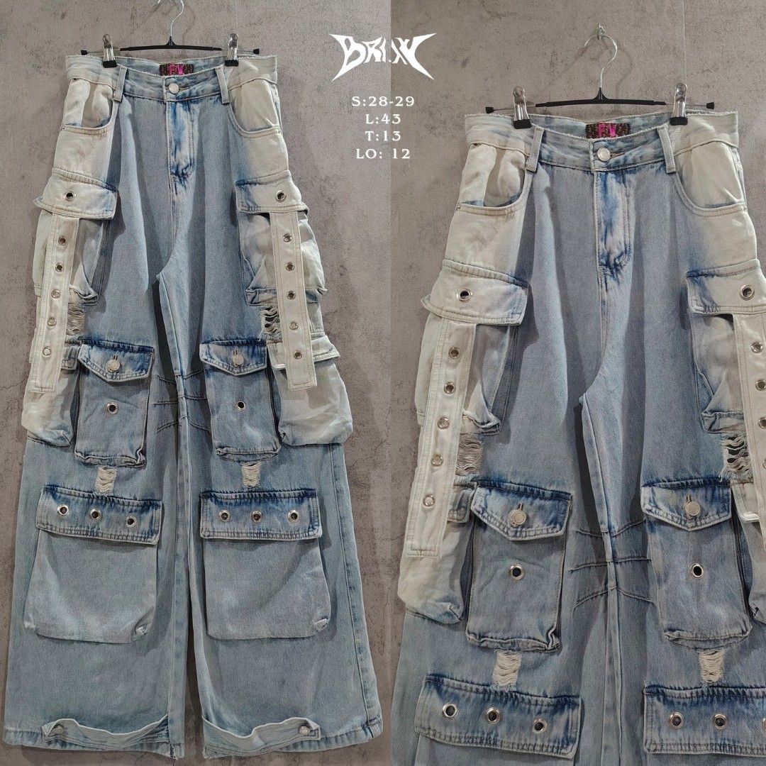 unisex custom-cargo pants (Category: Jeans) located in Dasmarinas. Submitted by brixx_wear (Listing ID 1461588467, Image 1). Description: DETAILS : SUPEERRR NICEEEE!! HARD DENIM REWORK BY US. [NO ISSUE] GCASH PAYMENT DETAILS INDICATED ON THE PHOTO NO COD, PAY AS YOU ORDER BASIS OPEN FOR ALTER ADD 50PHP [ PREFERRED SIZE ] COURIER J&T AND LALAMOVE +SHIPPING / DELIVERY FEE !REMINDERS! Color may slightly different due to lighting & phone adjustments.