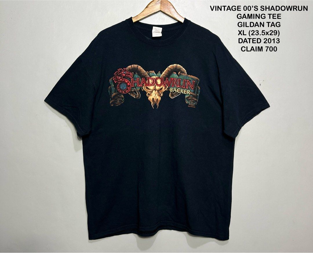 VINTAGE 00’S SHADOWRUN GAMING TEE (Category: Tshirts & Polo Shirts ) located in Bulan. Submitted by moonfindsthrifteditems (Listing ID 1461721333, Image 1). Description: GILDAN TAG XL (23.5x29) DATED 2013 CLAIM 700.