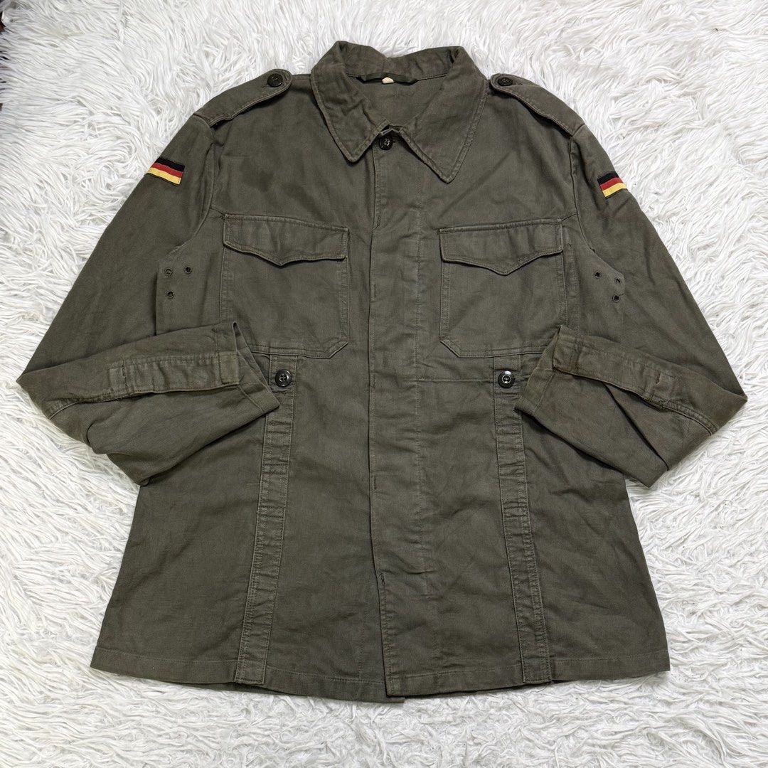 Vintage army / military (Category: Coats, Jackets and Outerwear) located in Baguio. Submitted by sellingtonshop (Listing ID 1461591766, Image 1). Description: r24. 1987 Marquardt and Schulz German Army moleskin jacket Size: 7 on tag fits XL Dimes: 30*23.5 Condition: very good Issue: stain on chest Mine: 1080 Steal: 1280 Grab: 1480.