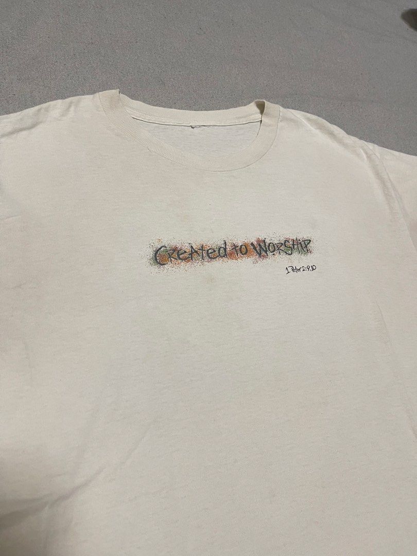 Vintage Christian Tee (Category: Tshirts & Polo Shirts ) located in Bulacan. Submitted by sanjisthrift (Listing ID 1461623249, Image 2). Description: Size Medium Width 19 Length 30 Well Used 8/10 Stains.