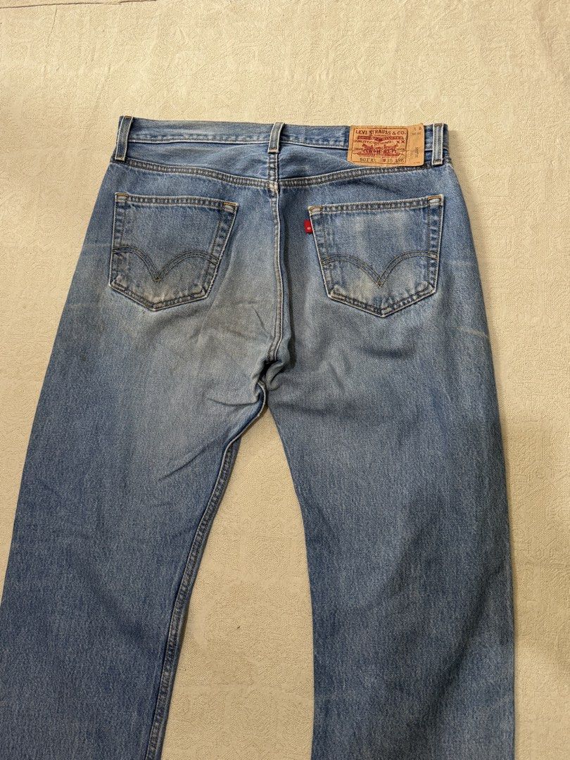 Vintage Levi’s 501XX Jeans (Category: Jeans) located in Angeles City. Submitted by luigisells (Listing ID 1461755346, Image 3). Description: Size 35 Very Good Condition Issue/s: signs of wear * altered hem MOP: Gcash or Bank Transfer Courier: J&t Express.