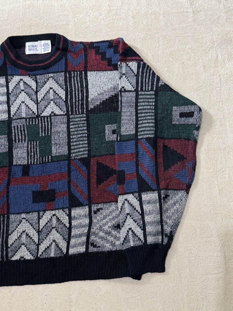 Vintage Robert Bruce Knitted Sweatshirt (Category: Coats, Jackets and Outerwear) located in Angeles City. Submitted by luigisells (Listing ID 1461755781, Image 3). Description: Size L boxy L24.5” W25” Excellent Condition Issue/s: none MOP: Gcash or Bank Transfer Courier: J&t Express.