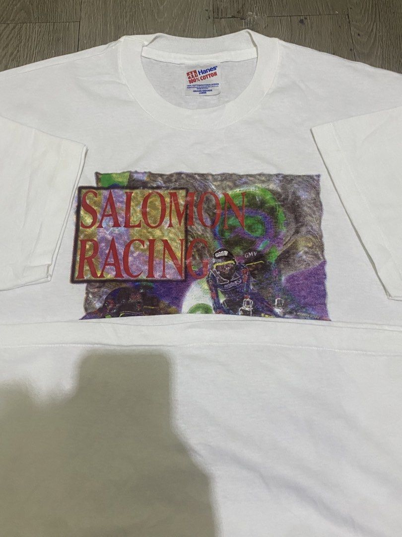 Vintage Salomon Racing SSATW (Category: Tshirts & Polo Shirts ) located in Manila. Submitted by owabaet12 (Listing ID 1461623982, Image 2). Description: - White Hanes T-shirt - Features a cool Salomon Racing graphic print with two skiers - Made from 100% cotton - Size: Largeo - Comes in original plastic packaging.