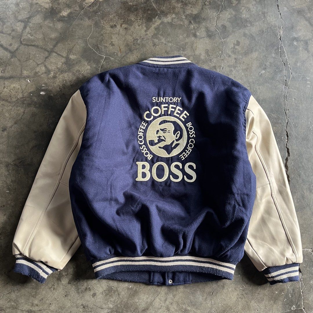 vintage Suntory Boss Coffee varsity jacket (Category: Coats, Jackets and Outerwear) located in Iloilo. Submitted by 4slugtoslum (Listing ID 1461741426, Image 2). Description: ITEM NAME: vintage Suntory Boss Coffee varsity jacket SIZE: M CONDITION: EXCELLENT MEASUREMENT: 24W/25L ISSUE : NONE M- ₱1,200📩 PM FOR MORE DETAILS ✨.