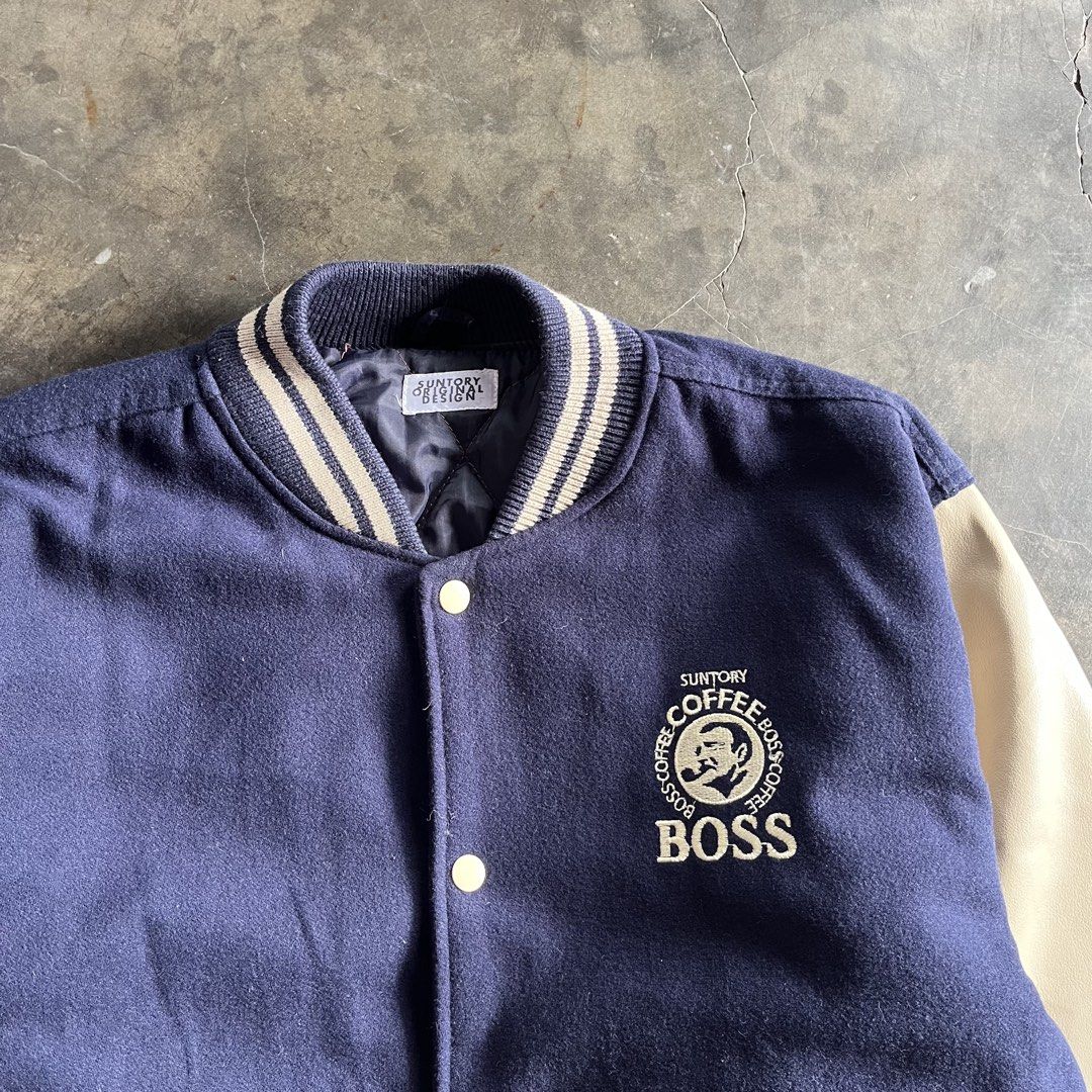 vintage Suntory Boss Coffee varsity jacket (Category: Coats, Jackets and Outerwear) located in Iloilo. Submitted by 4slugtoslum (Listing ID 1461741426, Image 3). Description: ITEM NAME: vintage Suntory Boss Coffee varsity jacket SIZE: M CONDITION: EXCELLENT MEASUREMENT: 24W/25L ISSUE : NONE M- ₱1,200📩 PM FOR MORE DETAILS ✨.