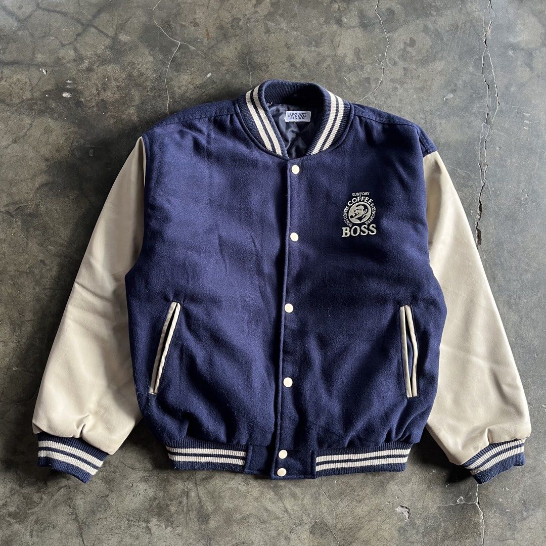 vintage Suntory Boss Coffee varsity jacket (Category: Coats, Jackets and Outerwear) located in Iloilo. Submitted by 4slugtoslum (Listing ID 1461741426, Image 1). Description: ITEM NAME: vintage Suntory Boss Coffee varsity jacket SIZE: M CONDITION: EXCELLENT MEASUREMENT: 24W/25L ISSUE : NONE M- ₱1,200📩 PM FOR MORE DETAILS ✨.