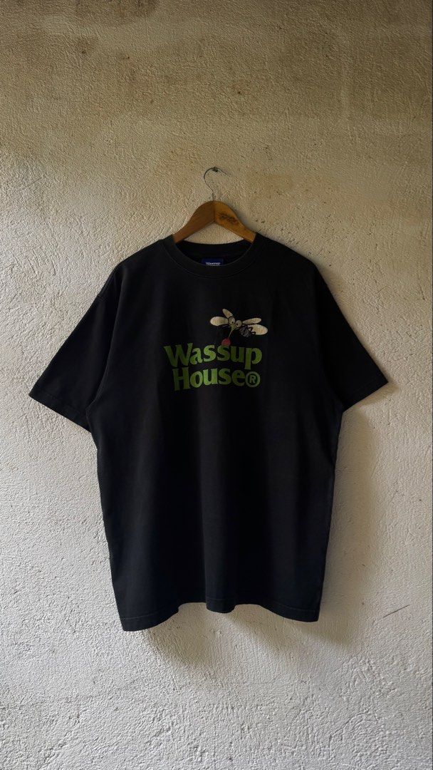 Wassup House (Category: Tshirts & Polo Shirts ) located in Lipa City. Submitted by scrap.threads (Listing ID 1461719016, Image 1). Description: Item: Wassup House Price: 350 Dimes: Width - 23 Length - 29 Issue: hairline cracks sa print Lipa City Ship via J&T (Shouldered by buyer) Payment via Gcash ***Notice*** Color may vary due to lighting. Payment first. Item/s are thrifted or used condition unless stated otherwise. Please manage your expectati