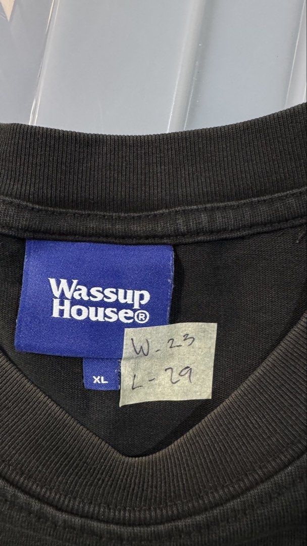 Wassup House (Category: Tshirts & Polo Shirts ) located in Lipa City. Submitted by scrap.threads (Listing ID 1461719016, Image 2). Description: Item: Wassup House Price: 350 Dimes: Width - 23 Length - 29 Issue: hairline cracks sa print Lipa City Ship via J&T (Shouldered by buyer) Payment via Gcash ***Notice*** Color may vary due to lighting. Payment first. Item/s are thrifted or used condition unless stated otherwise. Please manage your expectati
