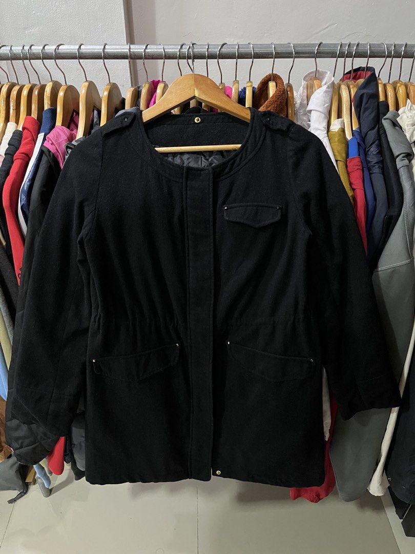 Womens wool Coat Jacket (Category: Coats, Jackets and Outerwear) located in Baliuag. Submitted by TOCThrift (Listing ID 1461612433, Image 2). Description: Womens wool Coat Jacket Size S on tag 18.5 width x 32 Length S-M womens fit Excellent Condition No issue 680 + SF Baliwag, Bulacan.