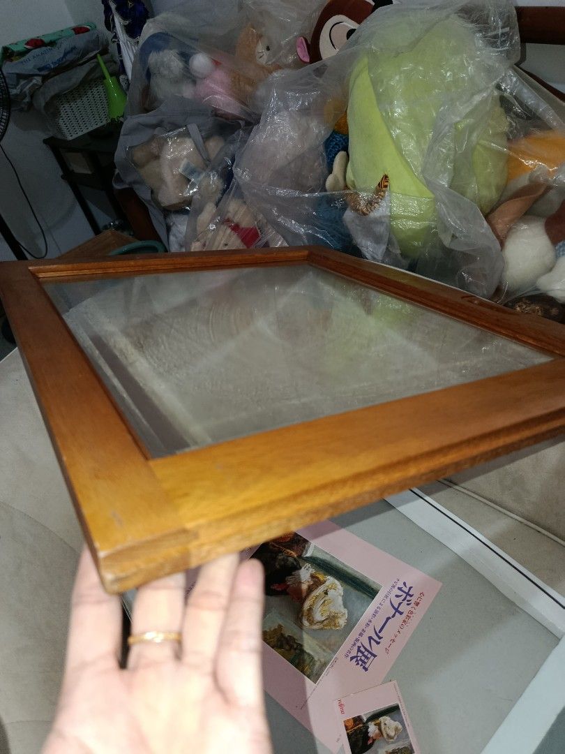 Wooden frame with thick glass (Category: Frames & Pictures) located in Quezon City. Submitted by kristal68 (Listing ID 1461788876, Image 2). Description: vintage look looks like a part of cabinet or table glass has margin.