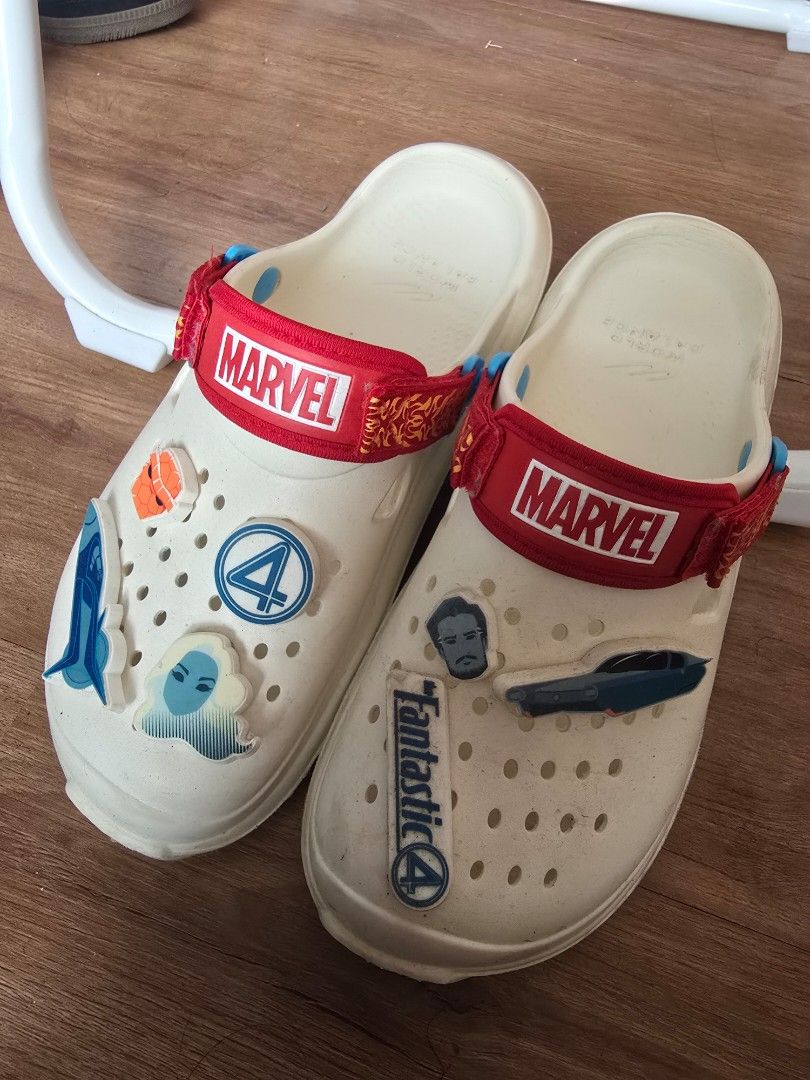 World Balance Fantastic 4 Hoverglide M Slides (Category: Slippers & Slides) located in Cebu City. Submitted by palsmiley (Listing ID 1461589082, Image 1). Description: - Limited Edition F4 x WB collab - Stylish off-white color - Comes with fun Jibbitz charms - Size 42 - Ideal for any Marvel enthusiast - Unique and comfortable clogs.