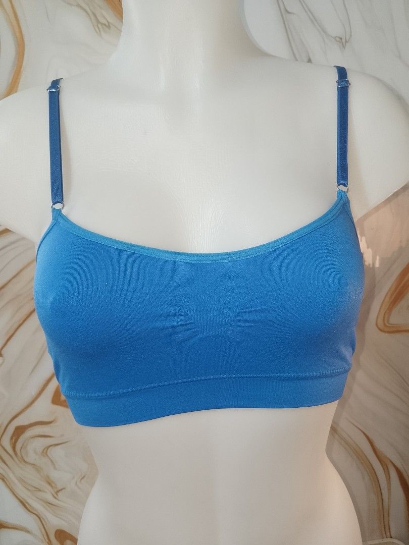 XS TO MEDIUM Blue Lace Back Bralette NOT PADDED (Category: Undergarments & Loungewear) located in Manila. Submitted by truecrystal-1407 (Listing ID 1461575862, Image 2). Description: - Comfy blue seamless bralette - Features pretty lace detail on back straps - Adjustable straps for a perfect fit - Ideal for everyday wear or lounging.