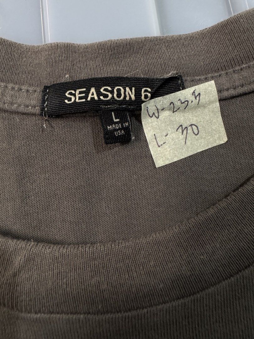 Yeezy SEASON 6 T-Shirt (Category: Tshirts & Polo Shirts ) located in Lipa City. Submitted by scrap.threads (Listing ID 1461665482, Image 2). Description: Item: Yeezy Season 6 Price: 400 Dimes: Width - 23.5 Length - 30 Issue: none Lipa City Ship via J&T (Shouldered by buyer) Payment via Gcash ***Notice*** Color may vary due to lighting. Payment first. Item/s are thrifted or used condition unless stated otherwise. Please manage your expectation..