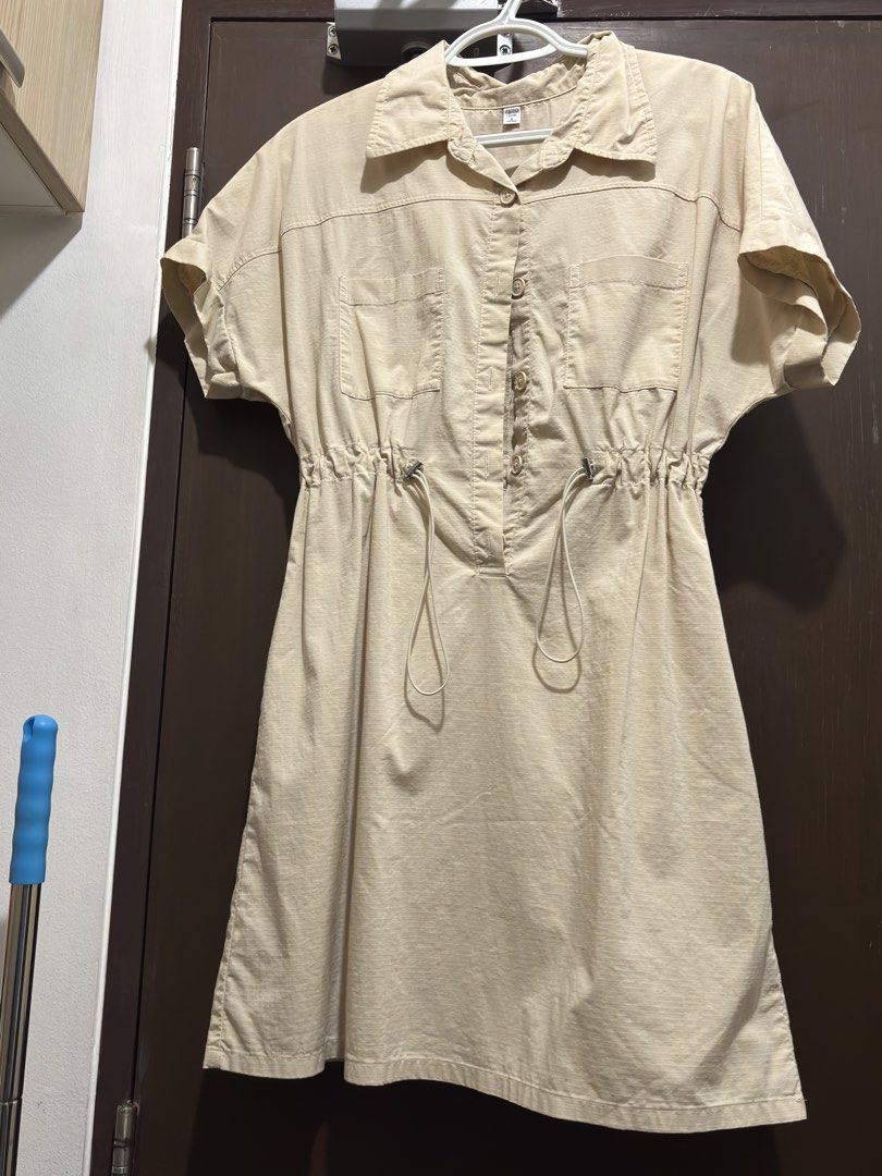 Yishion beige dress (Category: Dresses) located in Manila. Submitted by hellokitty657.pig (Listing ID 1461573049, Image 2). Description: Parachute material dress best for PH weather.
