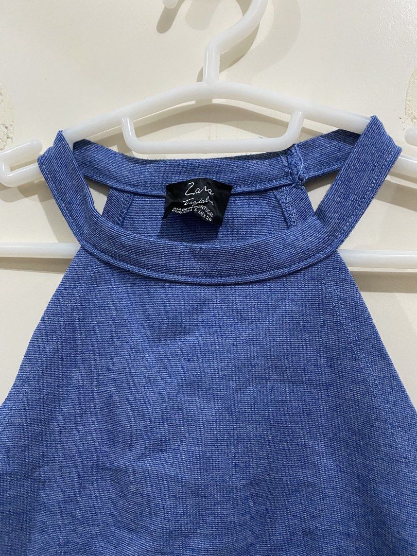 Zara Blue Halter Neck Crop Top (Category: Sleeveless) located in Taguig. Submitted by maly01_ (Listing ID 1461567671, Image 2). Description: dm for inquiries :).