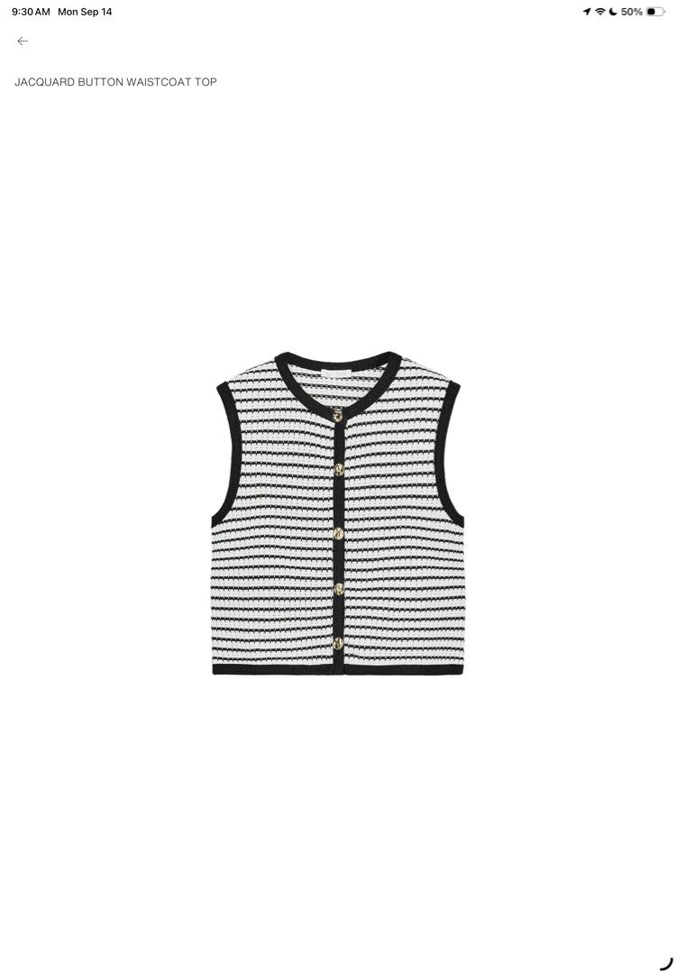 Zara Jacquard Button Waistcoat Top (Category: Sleeveless) located in Quezon City. Submitted by live_louisee (Listing ID 1461570022, Image 1). Description: used once elegant and chic fit.
