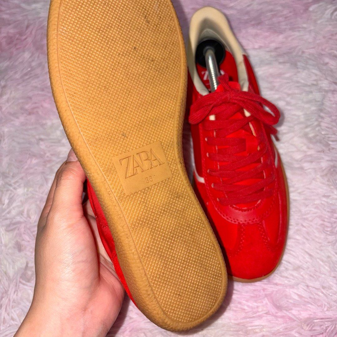 zara red sneakers (Category: Sneakers) located in Marikina City. Submitted by ___peaxch (Listing ID 1461768350, Image 3). Description: used once has slight issue, see 2nd photo. size 6.