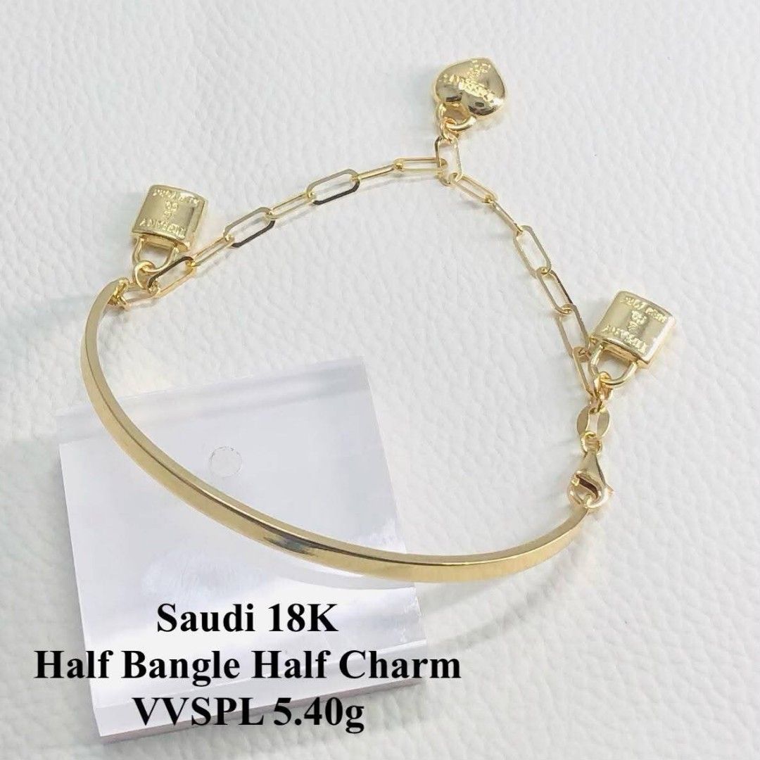 18k Saudi gold half bangle bracelet (Category: Bracelets) located in Manila. Submitted by bhelgoldseller2ndaccount (Listing ID 1462029438, Image 3). Description: New!!✨New!!✨New!! Authentic 18k Saudi Golds 💯pawnable/naisasanla 💯with high appraisal rate 💯good investment 💯Direct supplier price 👉OPEN for resellers 🌺please take time to evaluate their actual sizes and grams 👉Best panggift for all occasions ✅ Sold per grams not per piece Kya low