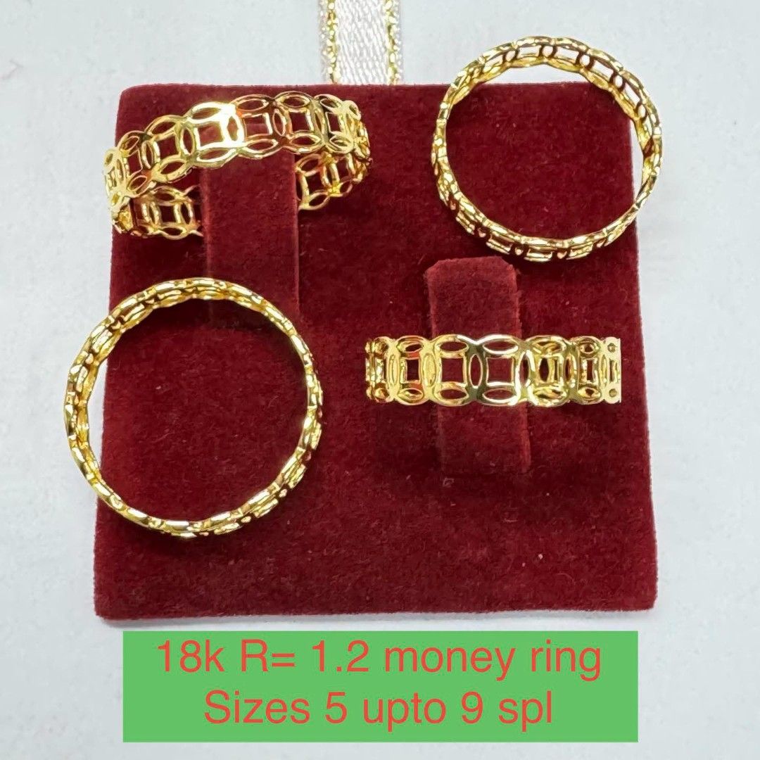 18k Saudi gold money coin ring (Category: Rings) located in Manila. Submitted by bhelgoldseller2ndaccount (Listing ID 1461878367, Image 1). Description: New!!✨New!!✨New!! Authentic 18k Saudi Golds 💯pawnable/naisasanla 💯with high appraisal rate 💯good investment 💯Direct supplier price 👉OPEN for resellers 🌺please take time to evaluate their actual sizes and grams 👉Best panggift for all occasions ✅ Sold per grams not per piece Kya lowest price