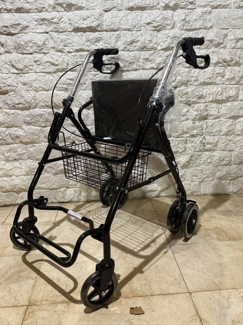 4-Wheel Walker with Seat and Basket (Category: Infant Playtime) located in Manila. Submitted by rosel2001 (Listing ID 1461832383, Image 2). Description: - Mobility walker with built-in seat for resting - Convenient basket for carrying essentials - Adjustable handles for personalized height - Available in stylish red, black, or blue - Ideal for seniors and individuals needing extra support.