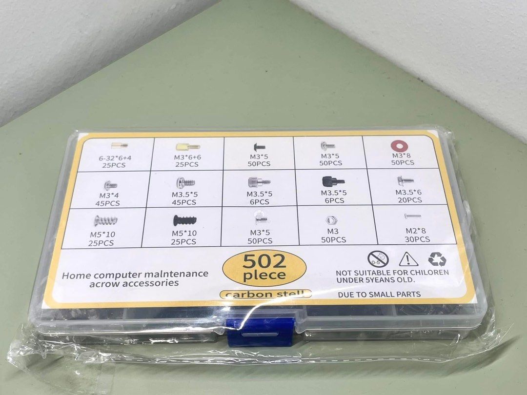 502 Pieces Computer Screws Assortment Kit (Category: Computer Parts) located in Batangas. Submitted by nikowole (Listing ID 1461890528, Image 1). Description: .