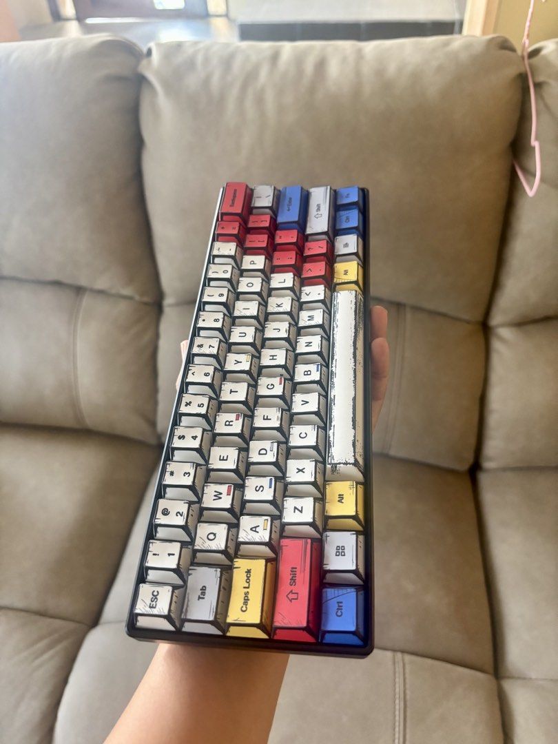 60% Mechanical Keyboard with Custom Keycaps and USB-C (Category: Computer Keyboard) located in Baybay. Submitted by yenohabarquez (Listing ID 1461832679, Image 2). Description: - Compact 60% mechanical keyboard - Unique red, white, and blue accent keycaps - USB-C connectivity - Ideal for gaming and typing - USB cable included.