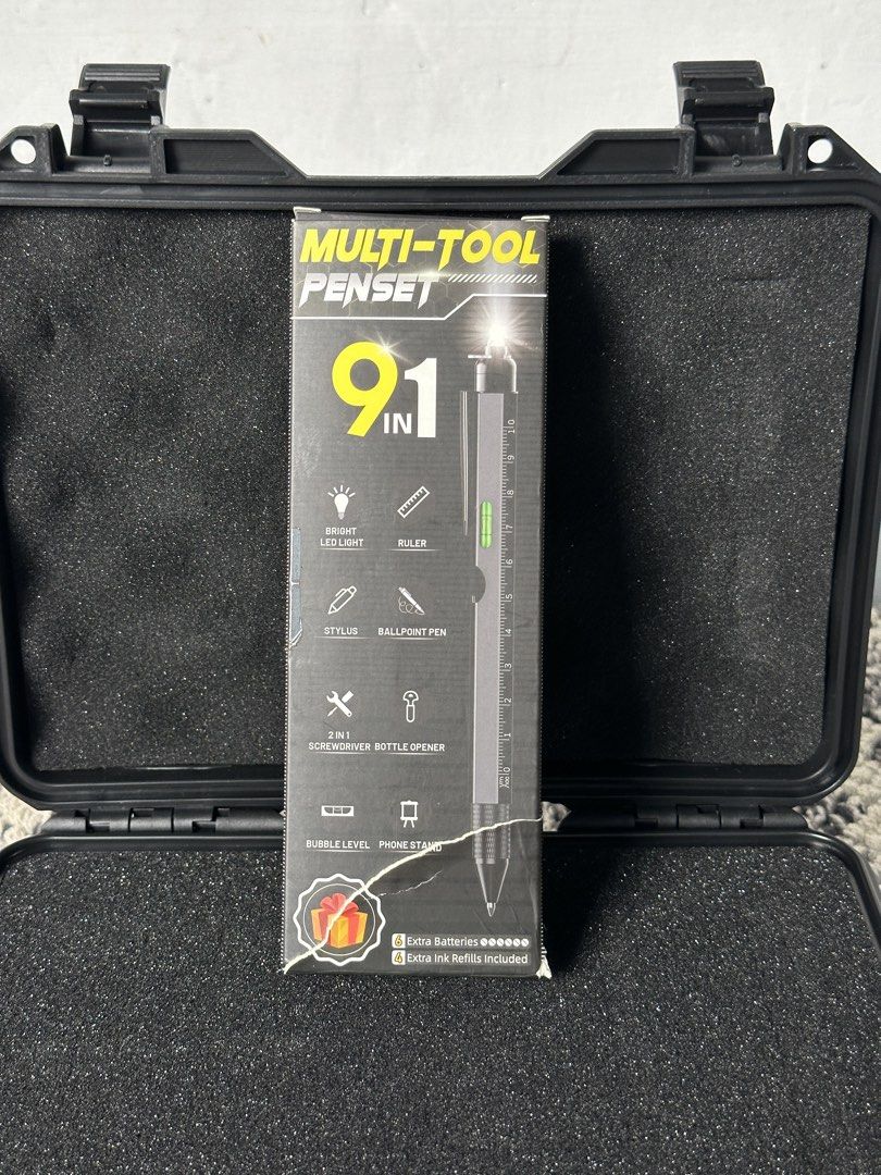 9-IN-1 MULTI-TOOL PEN SET – ₱550 (Category: Stationery & School Supplies) located in Binan City. Submitted by titojuan (Listing ID 1461871346, Image 2). Description: 9-IN-1 MULTI-TOOL PEN SET – ₱550 ₱550 Selling my 9-in-1 Multi-Tool Pen Set, UNUSED / NEVER USED. 📦 Padala from the US — hindi ko ito binili personally, and since hindi ko rin naman nagagamit, I’m letting it go. 9 FUNCTIONS IN 1: 💡 LED Light 📏 Ruler 🫧 Bubble Level 📱 Phone Stand ✍