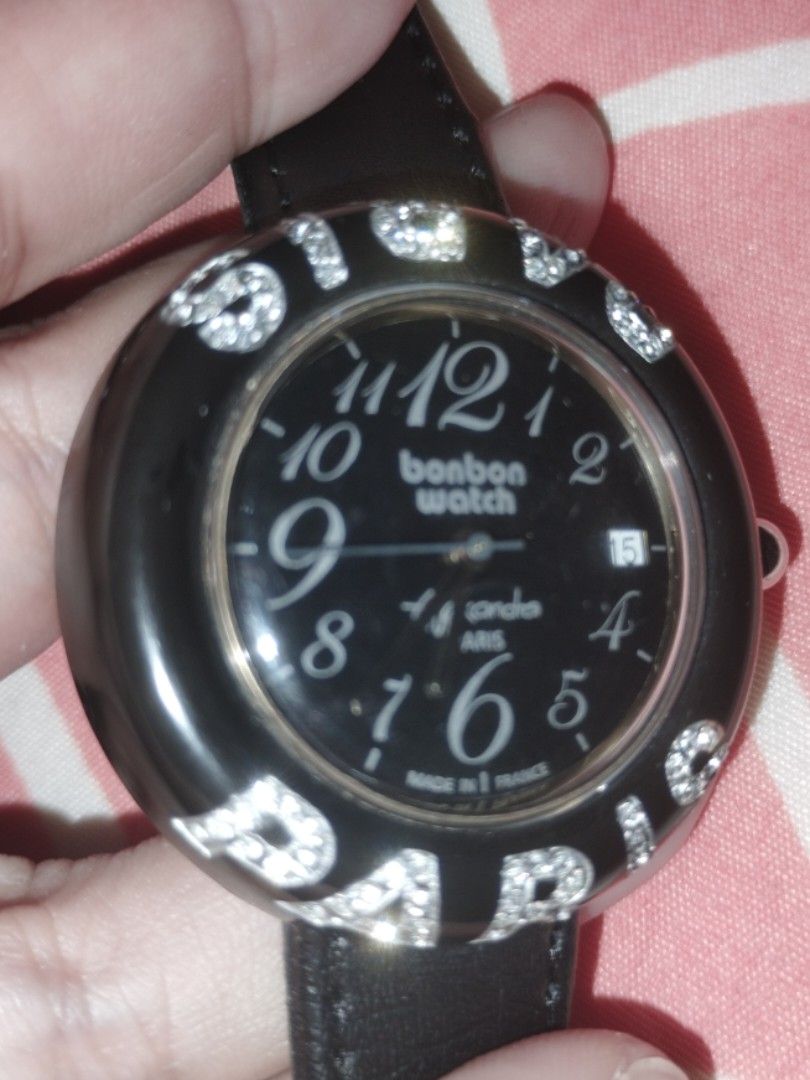 ✨ Bonbon Paris watch by Alexandra (Category: Women's Watches) located in Santa Rosa. Submitted by leShoppe (Listing ID 1461228756, Image 2). Description: ⌚rare style ⌚Founded in 1989 by French designer Alexandra Pisarz, Bonbon Watch is famous for its playful, candy-style fashion aesthetics using acrylic/resin cases and authentic Swarovski crystals. 🗝️complete💎 ✨ SWISS Quartz 🗝️signs of used🗝️ changed strap(I'll include old strap upon purchase