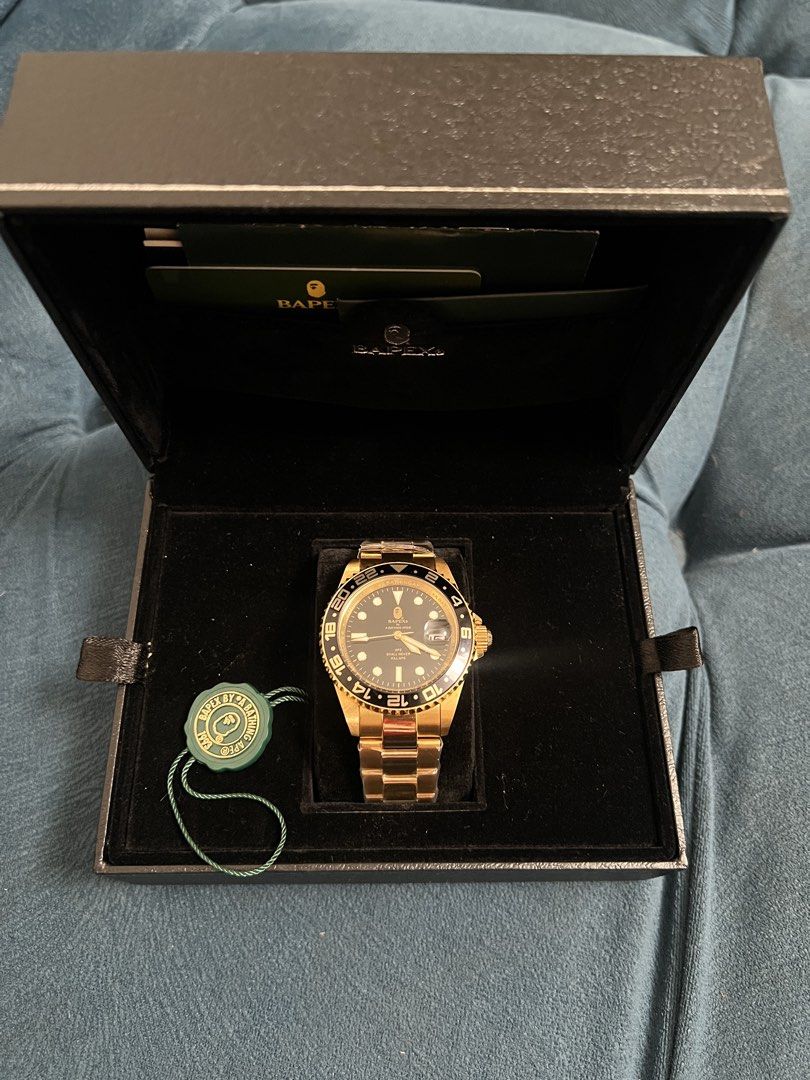 A BATHING APE BAPE TYPE 2 BAPEX GOLD BLACK (Category: Men's Watches) located in Manila. Submitted by bout2buy (Listing ID 1462014444, Image 1). Description: A BATHING APE BAPE TYPE 2 BAPEX GOLD BLACK Good condition Complete 📩📩📩.
