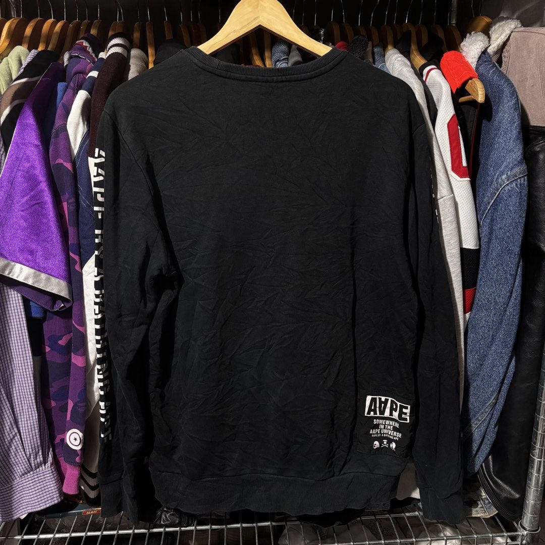 AAPE by A Bathing Ape Black Longsleeve XL (Category: Tshirts & Polo Shirts ) located in Caloocan City. Submitted by bonsatocha43876 (Listing ID 1461983503, Image 3). Description: - Brand: AAPE by A Bathing Ape - Item: Longsleeve Shirt - Color: Black - Size: XL - Measurements: Width 22 inches, Length 26 inches - Condition: Complete tags - Price: ₱600.