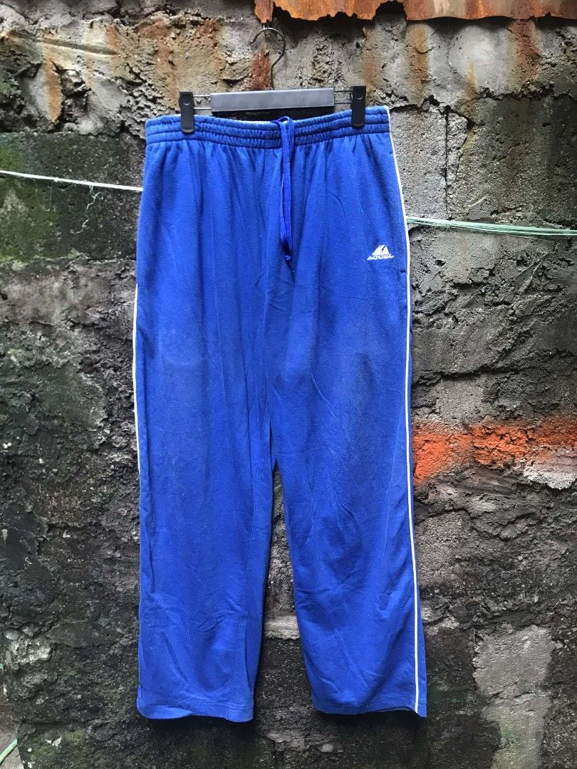 Accel Blue Polyester Track Pants with White Stripes (Category: Activewear) located in Quezon City. Submitted by carlodepaz (Listing ID 1461955206, Image 1). Description: Waist - 30 to 36 Length -41 Thigh - 14 Leg open - 10 price - 250 freeship.