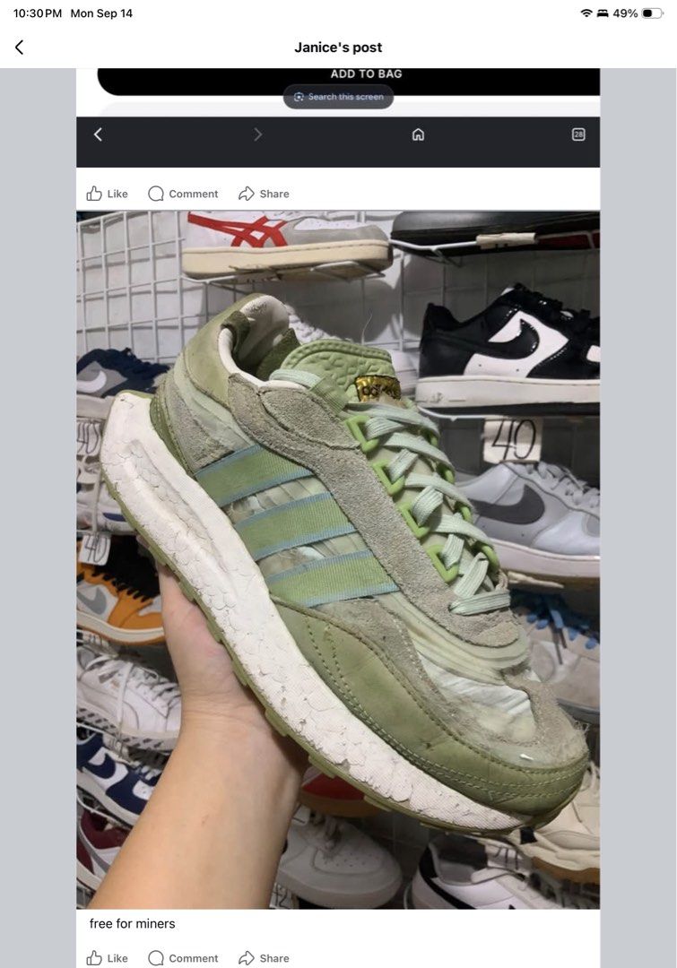Adidas Green Sneakers (Category: Sneakers) located in Caloocan City. Submitted by Twinsters_2nd (Listing ID 1461827366, Image 1). Description: - Classic Adidas sneakers in a cool green color. - Features the iconic three stripes. - Unique textured material. - Perfect for casual wear or adding to your collection. - A must-have for those who appreciate the style. - free upon purchase of any item.