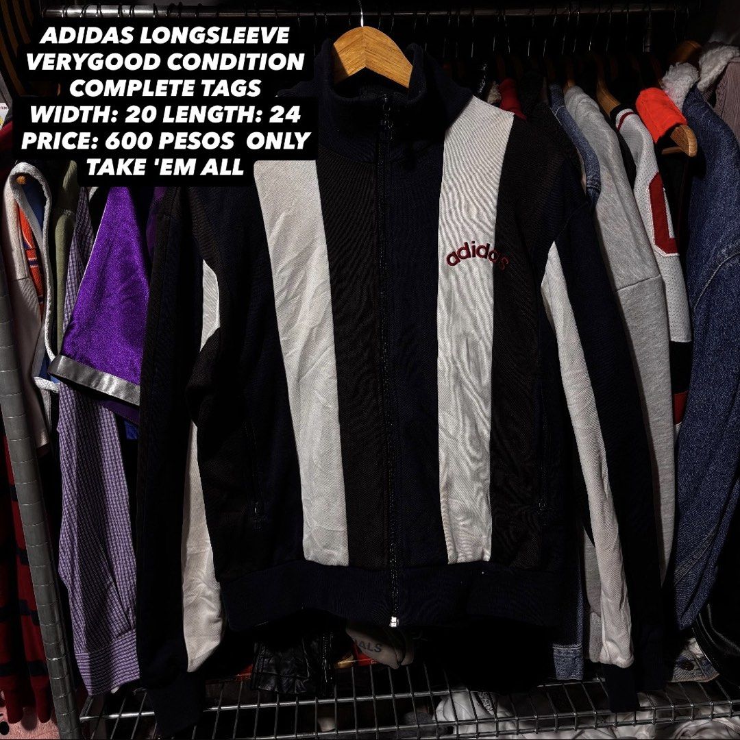 Adidas Long Sleeve Track Jacket (Category: Coats, Jackets and Outerwear) located in Caloocan City. Submitted by bonsatocha43876 (Listing ID 1461983146, Image 1). Description: - Adidas Track Jacket - Color: Black and White - Size: Medium (M) - Condition: Brand new with complete tags attached - Measurements: Width 20 inches, Length 24 inches - Classic and versatile piece.