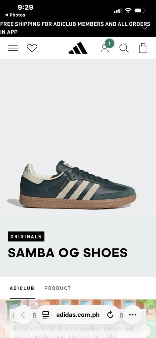 Adidas Samba OG (Category: Sneakers) located in Balanga. Submitted by 8x42pjc2gr (Listing ID 1461868126, Image 1). Description: ✅ Worn Once — Size 8.5 ✅ Box Included ✅ Clean, no damage, still looks new ✅ Selling to provide for my baby’s daily needs ✅ Safe, soft, and perfect for growing feet ✅ Ready to ship / pick up right away Can do meet-up Sampaloc, Manila.