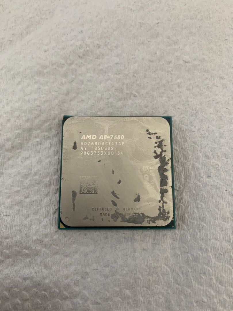 AMD A8-7680 Processor (Category: Computer Parts) located in Tayabas. Submitted by littlewing7075 (Listing ID 1461877787, Image 1). Description: - AMD A8-7680 Processor - Tested and Working - Some cosmetic wear on casing - Selling as is.
