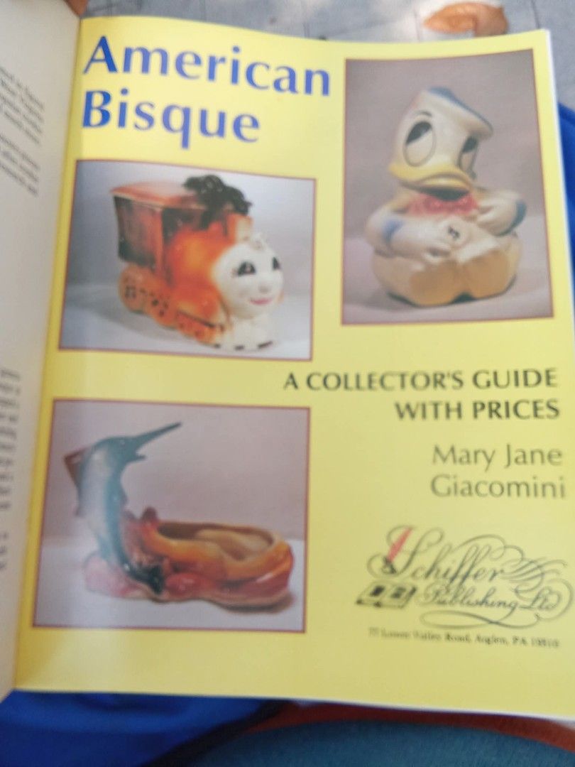 American Bisque Collector's Guide with Prices Book (Category: Storybooks) located in Pasig City. Submitted by teebeedeee (Listing ID 1461965677, Image 3). Description: - Collector's guide to American Bisque pottery - Includes prices and identification tips - Covers various items like banks, cookie jars, and planters - Published by Schiffer Book for Collectors - Essential reference for collectors preowned softcover copy complete full colored gloss