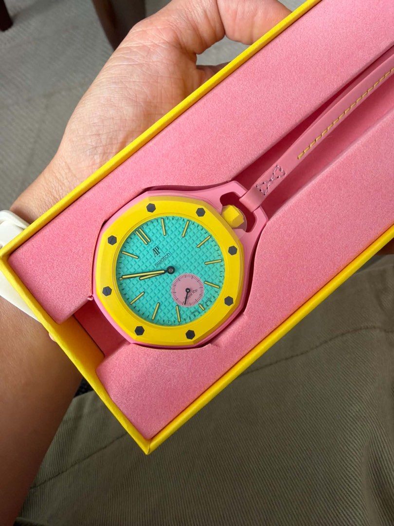 AP x Swatch Royal Pop OTG (Category: Luxury Watches) located in Manila. Submitted by luxce.ph (Listing ID 1461818252, Image 2). Description: Brandnew (Guaranteed Authentic) Complete with box, papers, and warranty card Abroad release - Audemars Piguet x Swatch Royal Oak Concept ‘Royal Pop’ OTG - Ideal for watch collectors and those seeking a statement accessory.