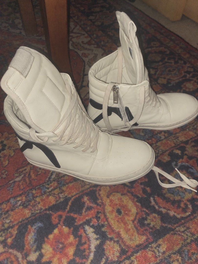 Aphex Rick Owen Geobaskets (Category: Sneakers) located in Manila. Submitted by aikopuffs (Listing ID 1461987335, Image 2). Description: Brand new, gift from a friend, he bought it for 6500. EU 43.