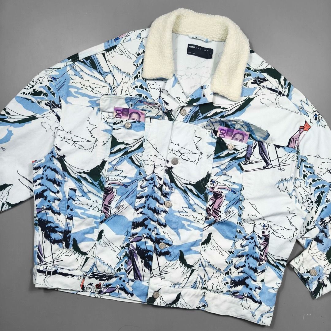 ASOS SHERPA COLLAR TRUCKER JACKET (Category: Coats, Jackets and Outerwear) located in Baguio. Submitted by curatedandselected (Listing ID 1461901314, Image 2). Description: Size: large to XL Dimes: 28W x 28L Condition: 9.5/10 Fabric: denim.