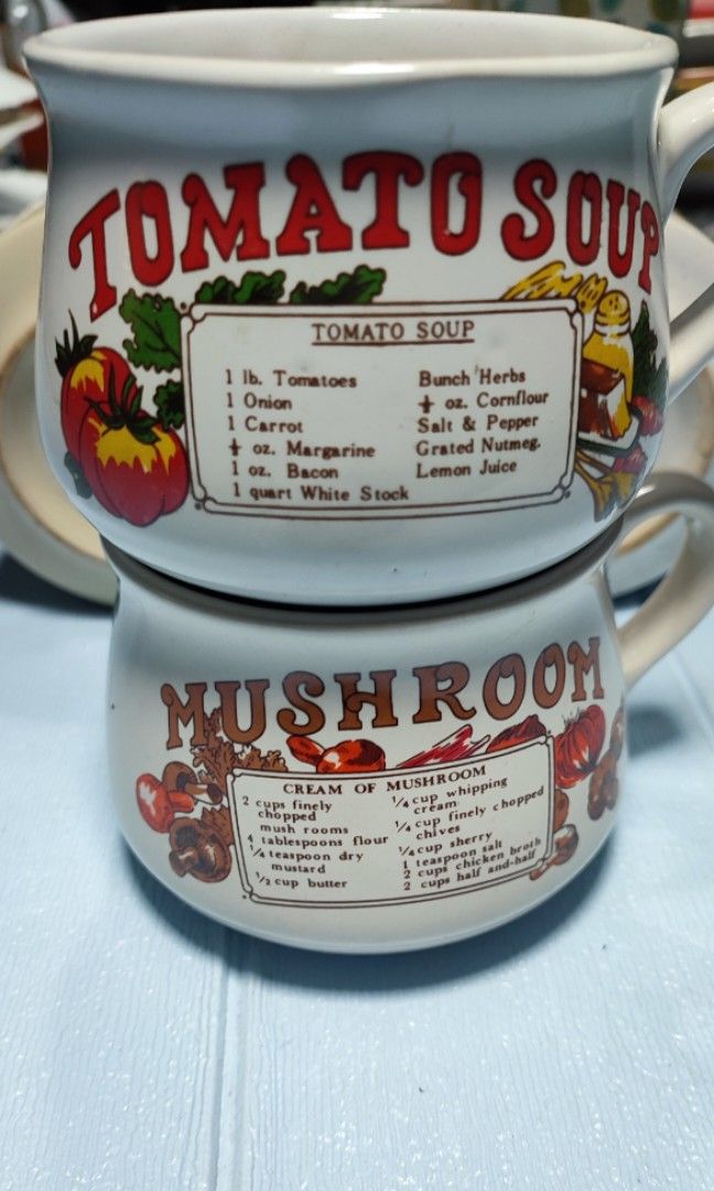Assorted Soup Mugs (Category: Dinnerware & Cutlery) located in Mandaluyong City. Submitted by lalahhome (Listing ID 1461851466, Image 2). Description: price for 4 pcs Made in UK, stoneware mugs no chips, cracks or crazing sold as sets.