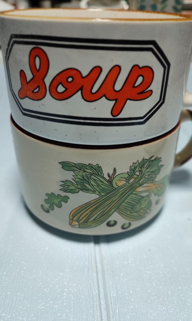 Assorted Soup Mugs (Category: Dinnerware & Cutlery) located in Mandaluyong City. Submitted by lalahhome (Listing ID 1461851466, Image 3). Description: price for 4 pcs Made in UK, stoneware mugs no chips, cracks or crazing sold as sets.